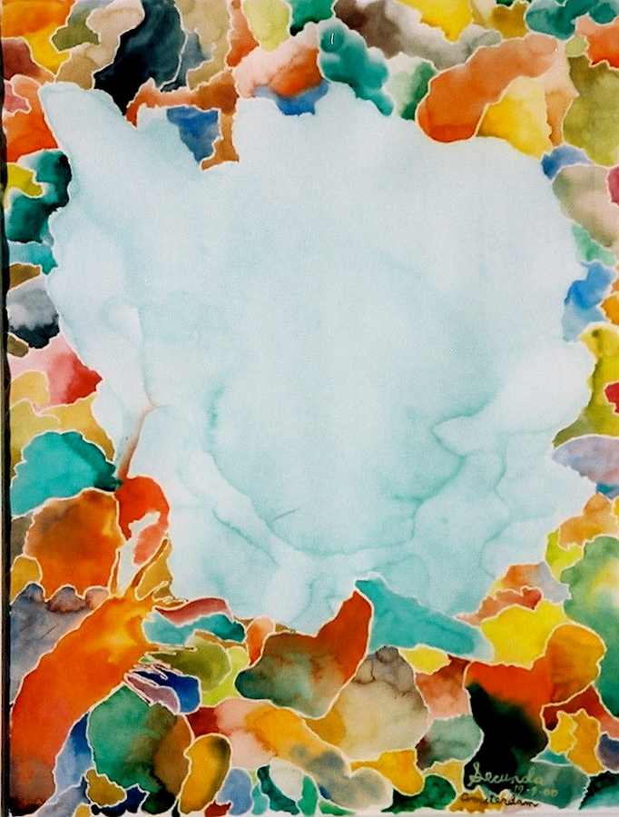 Blue Cloud over Dutch Garden a watercolor painting by Arthur Secunda