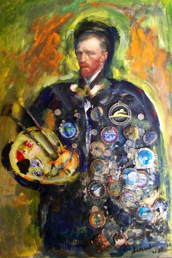 General Van Gogh Acrylic a mixed media with objects on wood by Arthur Secunda