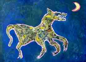 Dancing Wolf Growling  a monotype print by Arthur Secunda