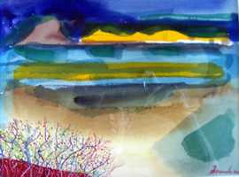 Lake Placid a watercolor painting by Arthur Secunda