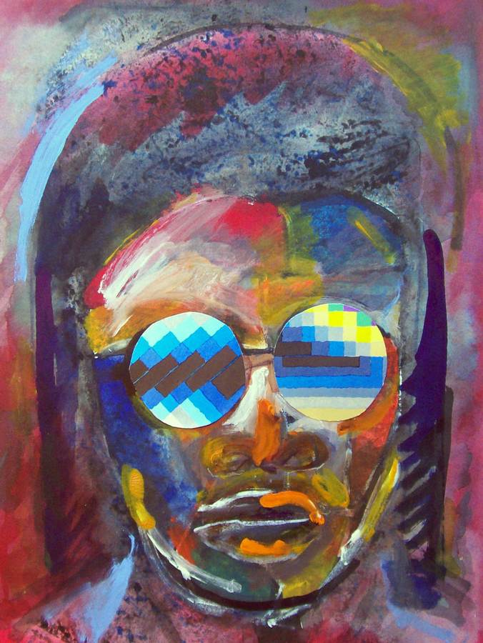 A Jazz monotype of Stevie Wonder by Arthur Secunda