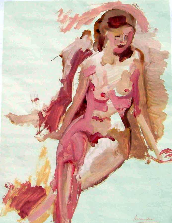 Pinky, the French Model an acrylic painting on paper by Arthur Secunda