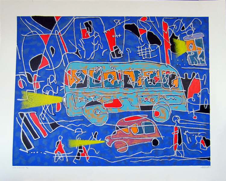 Blues in the Night a silkscreen print by Arthur Secunda